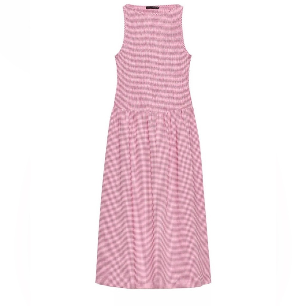 Zara pink gingham midi dress. Size large. Never worn with tags on.